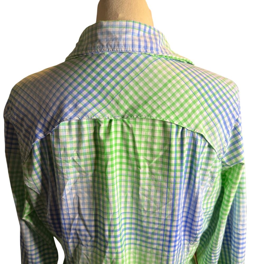 Columbia PFG Long Sleeve Vented Fishing Shirt, Gingham Green Blue, Women's Large - Picture 5 of 8
